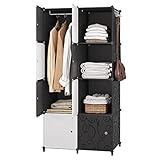 JOISCOPE Kleiderschränke, Kleiderschrank mit Tür, Modular Schrank, Tragbarer Regalsystem, schlafzimmerschrank Aufbewahrung Organizer von Kleidung Schuhen Spielzeug Büchern für Schlafzimmer, 8 Würfel