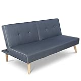 Homestyle4u 1895, Schlafsofa Sofa mit Bettfunktion Klappbar, Schlafcouch Grau Blau Stoff