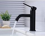 CAULO Küchenarmaturen, Küchenarmatur, Küchenarmatur, Schwarz, Massives Messing, Badezimmer-Wasserhahn, Badezimmer-Waschtischarmatur, Massiver Kalt- Und Warmwasserhahn, Mischbatterie