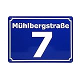 CGFN Personalisierte Blaue Hausnummer, Hausnummernschild mit Straßennamen, Hausnummernschilder Aluminiumlegierung - Anpassbare Hausnummer mit Straßenname, Verschiedene Größen zur Auswahl