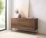 DELIFE Kommode Loca Akazie Braun 140x39x75 cm 3 Schübe 2 Türen