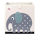 Anstore Aufbewahrungsbox Kinder 33x33x33cm, Spielzeugkiste für Kinderzimmer, Cartoon Faltbar Aufbewahrungswürfel, Korb zur Aufbewahrung von Kinder Spielsachen(Elefant)