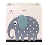 Anstore Aufbewahrungsbox Kinder 33x33x33cm, Spielzeugkiste für Kinderzimmer, Cartoon Faltbar Aufbewahrungswürfel, Korb zur Aufbewahrung von Kinder Spielsachen(Elefant)