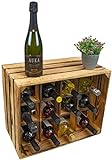 Kistenkolli Altes Land Flaschenregal Henry Geflammt Maße ca. 50x40x30cm Flaschenablage Weinregal Holz/Wine Rack stapelbar schmal (Geflammt)