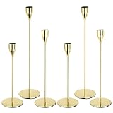 PATIKIL Hell Gold Kerzenleuchter Halter Kegel Kerzenhalter Set von 6 Passt 3/4' Kegel Kerzen für Tisch Haus Dekor Hochzeit Essen Party