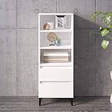 Youuihom Freistehende Schränke, Lagerschränke, Schränke für Tafelgeschirr, Geeignet für Wohnzimmer, Schlafzimmer, Bäder, Flure, Highboard Hochglanz-Weiß 40x36x110 cm Holzwerkstoff