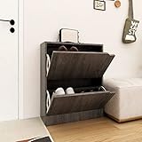 BULANED Schuhschrank 2 Türen, Schuhorganizer, Flurgarderobe, Shoe Cabinet, Schuh Schrank, Flurschrank, Schuhkipper, Schuhaufbewahrung, Grau Sonoma-Eiche 59x24x74 cm Spanplatte