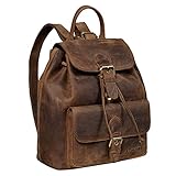 STILORD 'Destiny' Damen Rucksack Modern Leder Vintage Backpack ideal für 13 Zoll Laptops Daypack Elegant Cityrucksack für Shopping Arbeit Reisen Echtleder, Farbe:mittel - braun