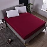 viele Farben und Größen,Wasserdichtes Bettlaken aus einfarbigem Polyester, Urin-Boxspring-Matratzenschoner für ältere Kinder, Bettdecke, rot, 91 x 190 cm x 30 cm