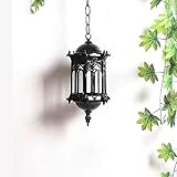 Industrieller Landhaus-Kronleuchter, 1-flammiger schwarzer Veranda-Kronleuchter, mit transparentem Glaslampenschirm, für Deckenleuchten im Freien im Eingangsbereich der Terrasse Change for the better