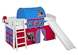 Lilokids Spielbett IDA 4105 Spiderman - Teilbares Systemhochbett weiß - mit Rutsche und Vorhang