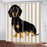 3D Vorhang Blickdicht Tierischer Hund 100% Polyesterfaser Wohnkultur Personalisierter Druck Kinder Vorhang Schlafzimmer 280(B) X250(H) cm - Wohnzimmer Büro Kinderzimmer Fenster Dekor