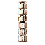 WHDNIOSS Bücherregale, drehbares Bücherregal, 360°-Buch-Organizer, Holz-Bilderbuchregal, Wohnzimmer, 4/5/6 Regale (Color : Wood, Size : 46 * 196cm)