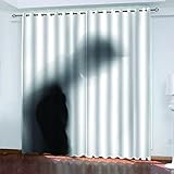 Gardinen Wohnzimmer Schlafzimmer 3D Abstrakte Schwarze Silhouette Muster 2Er Set Blickdichter Vorhang Kinderzimmer Wohnzimmer Energiesparende Geräuschreduzierende Kindergardinen Mass Angefertigtcm(Hx
