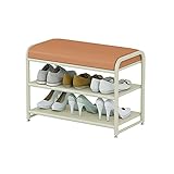MEFFEE Schuhschränke Schuhwechselhocker,einfaches Schuhregal aus Eisen,Weichpaket-Schuhschrank,Sitzbarer Schuhwechselschrank(Größe:70cm * 32,5cm * 48cm)