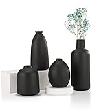 CEMABT schwarz Keramik Vase Set 4er Kleine Vasen für Blumen, einzigartige Blumenvasen für Mittelstücke, dekorative Moderne Vasen für Home Decor Tisch Eingang (Schwarz)