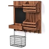 WPAJIRZO Schlüsselbrett mit Ablage & Briefhalter, Wand Schlüsselhaken Schlüsselboard Holz mit Kreidetafel Briefablage, Wandorganizer für Eingang, Wohnzimmer, Flur, Küche, Büro