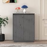 JUNZAI Schuhschrank, Shoe Cabinet, Schuhregal, Schuhe Schrank, Flurschrank, Schuschrankkommode, Grau 60x35x80 cm Massivholz Kiefer