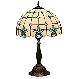 GAUUA Tiffany Tischlampe, 12 zoll Dekorative Tischlampe Aus Buntglas, vintage deko Nachttischlampen, Lampenfassung Aus Zinklegierung Tiffany Lamp,Rot