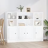 ZEYUAN Highboards 3 STK Sideboard Wohnzimmer, Schlafzimmer Kommode, Bücherschrank, Wohnzimmerschrank, Hochschrank, Wohnschrank, Hochglanz-Weiß Holzwerkstoff