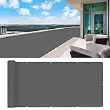 HENG FENG 90 x 600cm Balkonbespannung PES Balkon Sichtschutz Windschutz Balkonverkleidung Anthrazit
