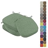 WTHYGB 4er Set Stuhlkissen, 40X38cm Leinen Hufeisen 3cm Dickes Sitzkissen, Atmungsaktives Rutschfestes Indoor/Outdoor Waschbar Sitzkissen, für Garten Terrasse Esszimmer Küche - 30 Farben (Grün)