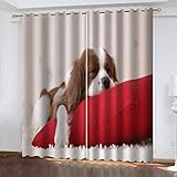 Vorhänge Schlafzimmer Modern 2Er Set Blickdicht Cartoon-Tier-Hund Mit Ösen 170X200Cm Verdunklungsvorhänge Sonnenabweisende Abdunkelnde Vorhänge Thermovorhang Hitzeschutz Gardinen Wohnzimmer