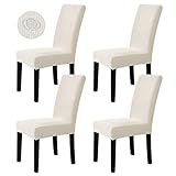 Dubest Stuhlhussen 4er Set Stuhlbezug Stretch Hussen für Schwingstühle Esszimmerstühle Stühle Schutz Stuhlbezüge Deko Bi-Elastic Bezug für Hotel,Hochzeit,Bankett, Küche, Restaurant,Party，Büro(Beige)