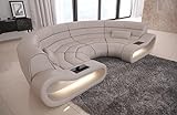 Sofa Dreams Ledersofa Concept in C Form - mit LED Beleuchtung, ergonomische Rückenlehnen/Lederfarben wählbar (Beige)