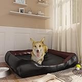 Tidyard Hundebett Hundesofa Haustiersofa Hundecouch Hundematte Hundekorb Hundematratze Hundekissen Hundedecke, Mit rutschfest gepolstert, Schwarz/Braun 105x80x25 cm Kunstleder