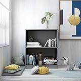 TEKEET Home Furniture Bücherregal, Hochglanz, Grau, 60 x 24 x 74,5 cm