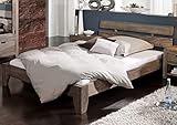 MASSIVMOEBEL24.DE Sheesham massiv Holz Bett 140x200 Palisander Möbel Nature Grey #210