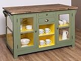 Casa Padrino Landhausstil Kücheninsel Grün/Gelb/Braun 150 x 90 x H. 90 cm - Massivholz Küchenschrank - Landhausstil Massivholz Küchen Möbel - Massivholz Esszimmer Möbel im Landhausstil