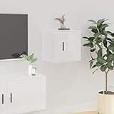 CIADAZ TV-Wandschrank, Tv Board, Tv Lowboard, Tv Tisch, Fernsehschrank, Fernsehtisch, Kommode, Sideboard Wohnzimmer, Tv Sideboard, Hochglanz-Weiß 40x34,5x40 cm