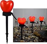 Romantische herzförmige Solar-Lichter, Valentinstag, 2/4 Stück, rote Herz-Solar-Pfahl-Lichter, wasserdichte Weg-Terrassen-Rasen-Gartenleuchte im Freien for Gehweg-Hinterhof-Dekoration/259 ( Color : Re