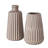 Boltze Vasen Set Esko 2-teilig (braun matt, Blumenvasen aus Keramik, ø ca. 8,5 cm, Dekoration für Innenbereich, ohne Blumen, skandinavischer Stil) 2027311