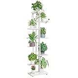 8 Etagen Outdoor Blumenständer - Indoor Pflanzenständer, Metallblumen-Topfhalter-Aufbewahrungsregale, Mehrschichtiges Pflanzen-Blumen-Präsentationsregal, Für Den Innen-Außen-Balkon-Garten ( Color : Wh