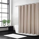 Flachs Leinen wie 240GSM Schwere extra Lange Stoff Duschvorhang mit Haken Hotel Luxus waschbar,Taupe,180x240 cm