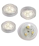 Fachhandel Plus 4er Set Teelichter mit je 3 SMD-LEDs Batteriebetrieb wasserdicht Tauchlicht LED-Kerze Partydeko