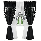 Flying Curtains Einzigartiges Gardine Vorhang Set | Deko für Wohnzimmer Schlafzimmer | Fenster-Gardinen Set mit Vorhängen | Scheibengardinen | Modern Home Decor Dekoration L448 Schwarz