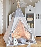 TIPOO Tipi Zelt kinderzelt für drinnen und Tipi Zelt Outdoor Tippi kinderzelt mädchen Junge Spielzelt Kinder mit Matte und Kissen modisches Kinderzimmer