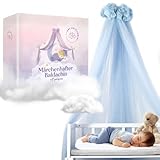 DREAMYBAMBINI Märchenhafter Betthimmel für Babybett, Prinzessin Babywiege, Beistellbett Baby, Moskitonetz, Babyzimmer Deko, Baldachin Kinderzimmer 170x960 cm (Baby-Blau)