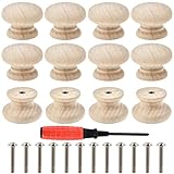 Möbelknöpfe Holz Universal- 12PCS Holzgriffe für Schränke Schubladen Knöpfe Runde Schrankknöpfe Möbelknöpfe Holz Tür Schubladengriffe Knäufe Schränke Schrankknöpfe Mit Schrauben Holzknöpfe für Kommode