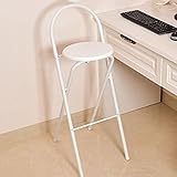 BIRLD Barstuhl Klappbar Barhocker Tragbarer Tresenhocker Für Bars Küche, Küchenhocker Aus Metall Barstühle Klapphocker Mit Rückenlehne, Sitzhöhe 60cm (Color : White, Size : 65cm)