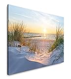 Paul Sinus Art Sonnenuntergang an der Ostsee 180 x 120 cm Inspirierende Fotokunst in Museums-Qualität für Ihr Zuhause als Wandbild auf Leinwand in XXL Format