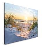 Paul Sinus Art Sonnenuntergang an der Ostsee 180 x 120 cm Inspirierende Fotokunst in Museums-Qualität für Ihr Zuhause als Wandbild auf Leinwand in XXL Format