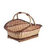 Vollweidener Kaminkorb, Kaminkorb aus Weide, naturfarbiger Weidenkorb für Kaminholz, Kaminkorb mit Tragegriff 68x42 H 30/43