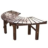 REALN Terrassen-Eckbank Aus Massivholz Mit Lattenrost, Gebogene Feuerstellenbank, Rückenfreie, Korrosionsbeständige Holzbank, Außenbalkon, Hinterhof, Terrasse, Lounge, Holzsitzplätze – 47,4 Zoll