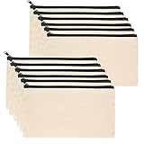12 Stück DIY Blanko Stoffbeutel, Reise Kulturbeutel, Kosmetiktaschen mit Reißverschluss, Makeup Tasche, Brautjungfern Geschenk Mäppchen, Federmäppchen Klein für Reisen - 21 x 12 cm