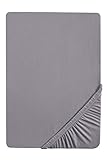 biberna 0077144 Spannbetttuch Feinjersey (Matratzenhöhe max. 22 cm), gekämmte Baumwolle, superweich 1x 90x190 cm  100x200 cm silber/grau